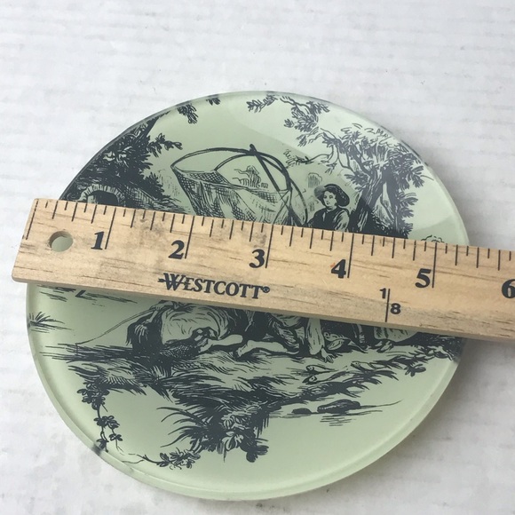 NWT - VINTAGE OLD NAVY SUPPLY CO. Glass Victorian Family Fishing Trinket Dish - Picture 8 of 8